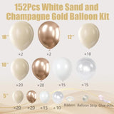 152PCS White & Champagne Gold Balloon Arch Kit  Boho Party Decor for Wedding and Shower