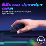Superlight Wireless Gaming Mouse, 62G Dual Macro-Switches Gaming Mouse, 3-Mode Wireless/Usb-C/Bluetooth Mouse With Adjustable 12000Dpi, 5 Programmable Buttons Computer Mouse For Pc/Mac-Black