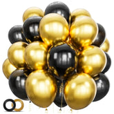 100Pcs Black Gold 12-Inch Metallic Latex Balloons for Party Decorations