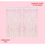 Set of 2 Iridescent Fringe Foil Curtains for Bachelorette, Bridal Shower & Party Backdrops