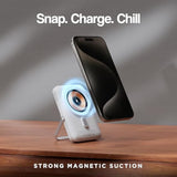 Magnetic Power Bank 10,000Mah With Metal Kickstand, Led Display, 20W Fast Charging Battery Pack With Usb-C, Magsafe Compatible, For Android Devices, Iphone 15/14/13/12 Pro / Pro Max Series (White)