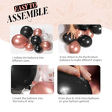 132Pcs Rose Gold Black Balloon Arch Kit for Wedding Graduation Baby Shower Party