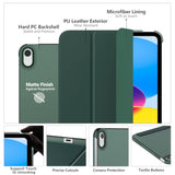 Moko For (A16) 11Th Generation Case 11 Inch 2025, 10Th Generation Case 10.9 Inch 2022,Slim Stand Hard Pc Translucent Back Shell Smart Cover,Support Touch Id,Auto Wake/Sleep,Midnight Green