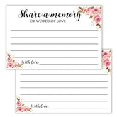 50 Floral Share A Memory Cards For Celebration Of Life Birthday Anniversary Memorial Funeral Graduation Bridal Shower Game, Guest Book Ideas, And Alternatives.4X6 Inches