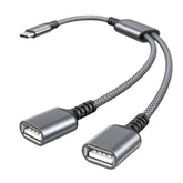 Usb C Male To Dual Usb Female Cable Adapter 3.3Ft,Thunderbolt 3 To Double Type