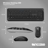 Incase Desktop 850 Keyboard & Mouse Combo – Designed by Microsoft –Wireless Connection, Precision Tracking, Wireless AES 128-Bit Encryption, Windows Shortcut Keys, Ambidextrous Design – Black