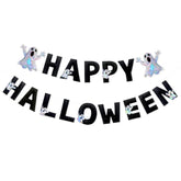 Pre-Strung Handmade Felt Halloween Sign with Iridescent Ghost Banner Decor