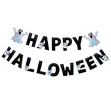 Pre-Strung Handmade Felt Halloween Sign with Iridescent Ghost Banner Decor