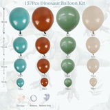 137Pcs Dinosaur Balloon Arch Garland Kit, Jurassic Themed Birthday Decorations With Green Blue Brown White Balloons, For Jungle Theme Party, Dino Balloon For Kids