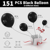 151PCS Black Balloon Garland Kit – 18/12/10/5" Latex Balloons for Party & Event Decor