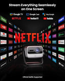 N1S Ultimate Triple Laser 4K Projector, 3300 Iso Lumens Projector, Google Tv Netflix, Real-Time Auto Screen Fit, Hdr10, 180", Blu-Ray 3D, Home Theater Projector With 20W Dolby Digital+