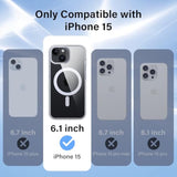 Magnetic Case For Iphone 15, Compatible With Magsafe Transparent Not-Yellowing Cover Non-Slip Grip Military-Grade Shockproof Magnetic Clear Phone Case, 6.1", Transparent