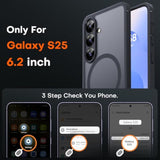 Magnetic For Samsung Galaxy S25 Case, Upgraded Full Camera Protection, Compatible With , Drop Protection Slim Matte Back Cover For Samsung Galaxy S25 6.2-Inch (Black)