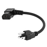 1-Feet Nema 5-15P To Iec 320 C13 Left Angled Power Cord,Us 3-Prong Male To Left Angle Iec Female Ac Power Cord