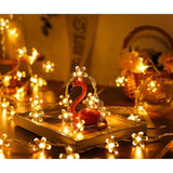 Flower String Lights Plug In, 16Ft 50 Led Cherry Blossom Fairy String Lights Warm White For Party Birthday Wedding Chris