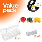Cable Charger Cord Storage Set Include 2 Pcs Organizer Box With 2 Lids 7 Compartments/30 Reusable Ties With Hook And Loop/Mini Portable Electronics Travel Organizer Case/40 Self-Adhesive Cable Clips