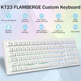 K723 Wireless Mechanical Gaming Keyboard Creamy, Bluetooth/2.4G/Usb-C Wired, Rgb Backlit, Hot Swappable Pre-Lubed Linear Switches, 96% Custom Gasket Structure For Pc/Mac/Ps/Xbox,White