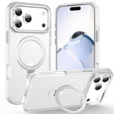 Frosted White Magnetic Case with Ring Stand for iPhone 17 Pro