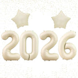 40in Cream White 2026 Number Balloons Happy New Year Boho Party Decor
