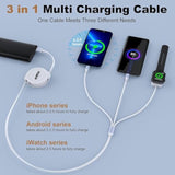 2025 Retractable Iwatch Charging, 3 In 1 Retractable Multi Apple Watch Charging, Usb Charging Cable 3 Chargers Simultaneous 3A Rapid For Apple Watch Series, Iphone & Pad Series Galaxy (Black)