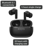 Wireless Headphones Earbuds, in Ear Microphone, Bluetooth 5.1, Type-C Charging, Touch Control, LED Display, for iPhone/Android/iOS, Black