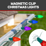 100 Pack Extra Strong Magnetic Christmas Light Clips For Outside String Lights - Weather-Resistant Xmas Lights Hooks For Roof, Outdoor Magnet Clips For Gutter And Fence - Shatterproof