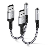 Usb To 3.5Mm Jack Audio Adapter, 2Pack Usb A To 3.5Mm Trrs 4-Pole Audio Aux Cable External Stereo Sound Card Female Headset For Ps4/Ps5/Spearker/Computer/Pc/Mac/Linux/Laptop/Desktops/Docking Station