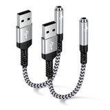 Usb To 3.5Mm Jack Audio Adapter, 2Pack Usb A To 3.5Mm Trrs 4-Pole Audio Aux Cable External Stereo Sound Card Female Headset For Ps4/Ps5/Spearker/Computer/Pc/Mac/Linux/Laptop/Desktops/Docking Station