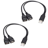 Usb 2.0 Adapter, Dual Usb Female Jack Y Splitter Charger Cable (2 Pack) For Laptop/Tablet/Smartphone Data Transmission/Charging