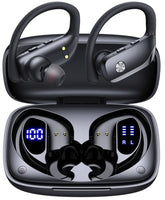 Wireless Earbuds Bluetooth Headphones Over Ear Hooks Ear Buds With 80H Playtime, Led Power Display, Dual Mic Clear Calls, Sports Wireless Ear Buds Bluetooth Earbuds For Running Gym Workout Black
