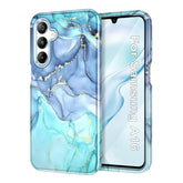 For Samsung Galaxy A16 5G Case, Marble Pattern 3 In 1 Heavy Duty Shockproof Full Body Rugged Hard Pc+Soft Silicone Drop Protective Women Girl Cover For Samsung Galaxy A16 5G,Blue Cyan