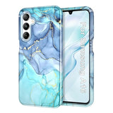For Samsung Galaxy A16 5G Case, Marble Pattern 3 In 1 Heavy Duty Shockproof Full Body Rugged Hard Pc+Soft Silicone Drop Protective Women Girl Cover For Samsung Galaxy A16 5G,Blue Cyan