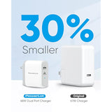 Usb C Charger, 68W 2 Port Gan Pd& Qc Usb-C Power Adapter, 60W Usb C Wall Charger For Macbook Pro, Ipad Pro Charger Block, 18W Usb A Fast Charger For Iphone 12 Pro Max/ 11 Pro Max/Ipad Air