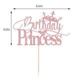 Glitter Pink Birthday Princess Cake Topper Crown Decor for Girl/Adult Parties
