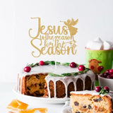 Jesus Is The Reason For The Season Cake Topper, Merry Christmas, Nativity Happy Birthday Jesus, Christmas Birthday Party Decorations Supplies