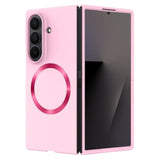 Magnetic Case For Samsung Galaxy Z Fold 7 (Wireless Charging Compatible) Heavy Duty Shockproof Protection Anti-Scratch Hard Pc Slim Phone Cover For Women Men - Pink