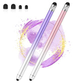 2-Pack Dual-End Stylus Pen for iPhone, iPad, Android, Tablets Pink & Purple