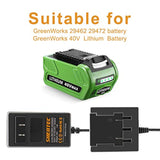 40V Li-Ion Charger 29482 Compatible With Greenworks 29462 29472 Slide-In Style Battery (Not For Ni-Mh/Ni-Cd Battery)