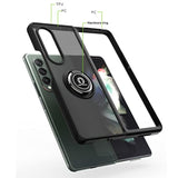 Compatible With Samsung Galaxy Z Fold 3 5G Case, Impact Resistant Bumper 360 Degree Rotating Metal Ring Holder Drop Protective Cover Phone Case (Green)