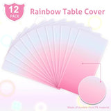 Pastel Rainbow Tablecloths Plastic Tablecloth Rainbow Party Decoration Birthday Supply Pastel Table Cover For Birthday Wedding Shower Party 108 X 54 Inch(3 Pack)