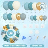 Dusty Blue Balloon Arch Kit: Ivory, Slate & Gold Party Decor