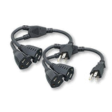 ZADA36PQ-Y-P2 Power Cord Extension & Splitter, NEMA 5-15P to NEMA 5-15R x 2, 13A, 125V (Black)