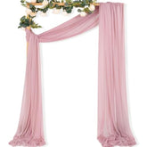 Dusty Rose Wedding Arch Draping Fabric 1 Panel 29" X 20 Ft Extra Long Gauze Drapes Sheer Backdrop Curtains 6.6 Yards Airy Outdoor Drapery Panels For Wedding Bridal Shower Ceiling Decoration