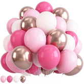 Pastel Dusty Pink Gold And White Balloons, 12Inch Retro Blush Baby Light Pink Gold White Latex Balloons For Girl Women Wedding Bridal Baby Shower Bachelorette Birthday Valentine’S Party Decorations