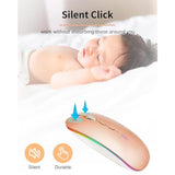 Bluetooth Mouse, Rechargeable Bluetooth (Bt 5.1+2.4G) Wireless Mouse, Silent Computer Mice For Laptop Desktop, Macbook, Windows, Mac Os(Gold)