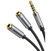 UGREEN Headphone Splitter 3.5mm 2 Female to 1 Male Mic and Audio Y Splitter TRRS Headset Adapter Cable Stereo Compatible with Switch 2/PS4/PS5 Steam Deck Xbox PC Laptop Phone Tablet Gaming