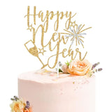 Happy New Year Cake Topper Cheers 2026 Gold Glitter Party Decorations
