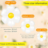 Daisy Foil Balloons - White Boho Flower Party Decor - 12pcs
