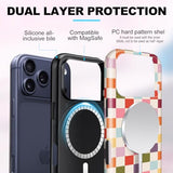 Magnetic for iPhone 17 Pro Case Cute Checkered Phone Case, Shockproof Slim TPU and Hard PC Protective Phone Cover Compatible with MagSafe Designed