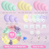 153Pcs Pastel Balloons Garland Arch Kit, Different Sizes 18 12 10 5Inch Pastel Pink Yellow Green Purple Confetti Balloons For Spring Baby Shower Wedding Wildflower Birthday Party Decorations